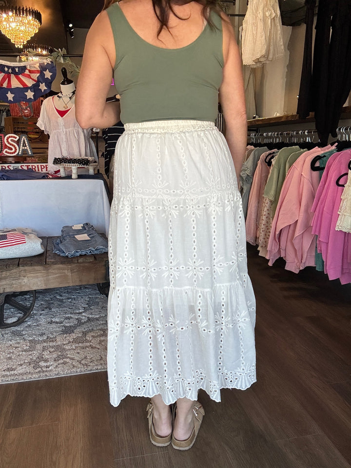 Ivory Breeze Midi Skirt