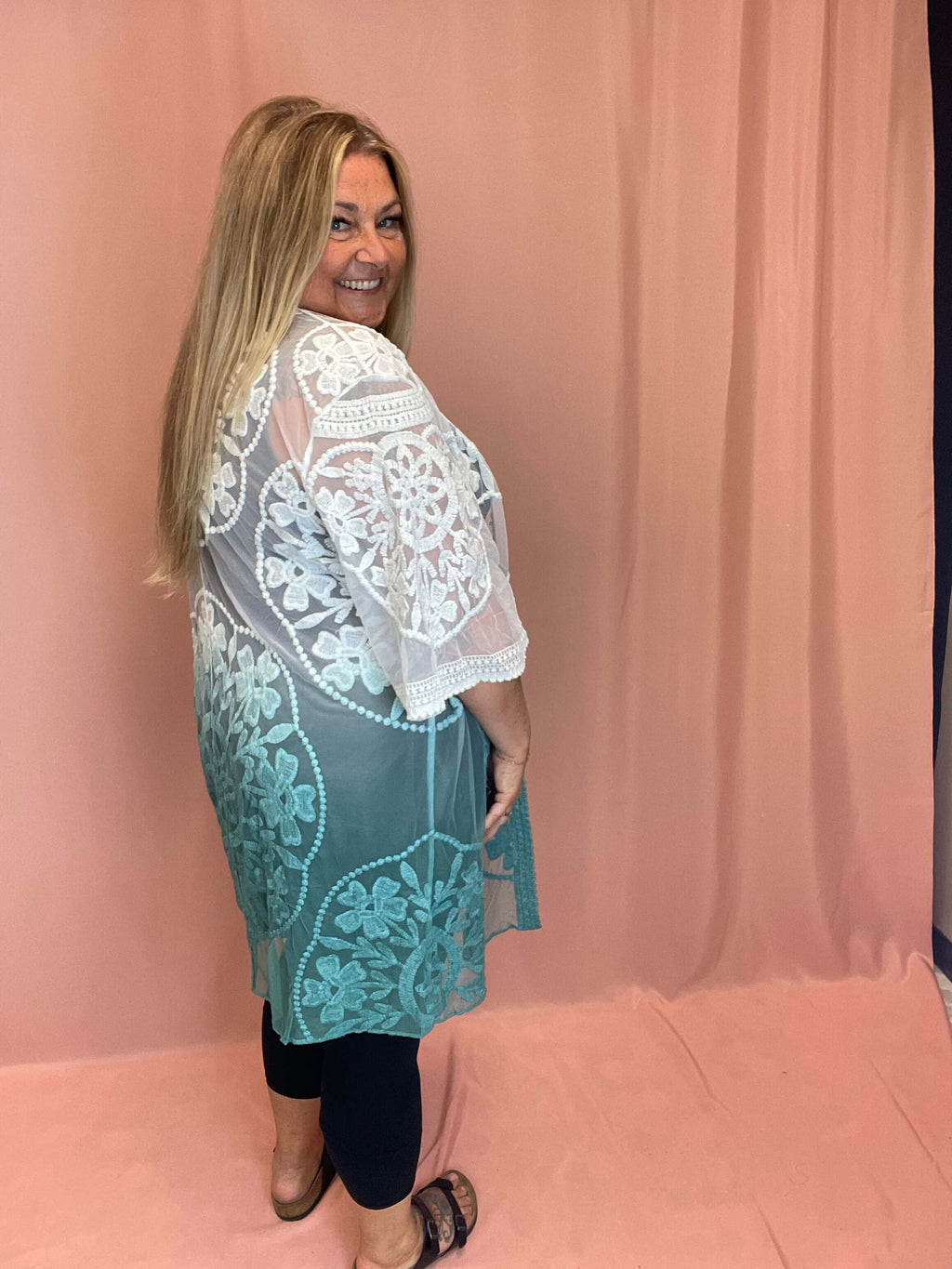 Floral & Lace Dip Dye Kimono