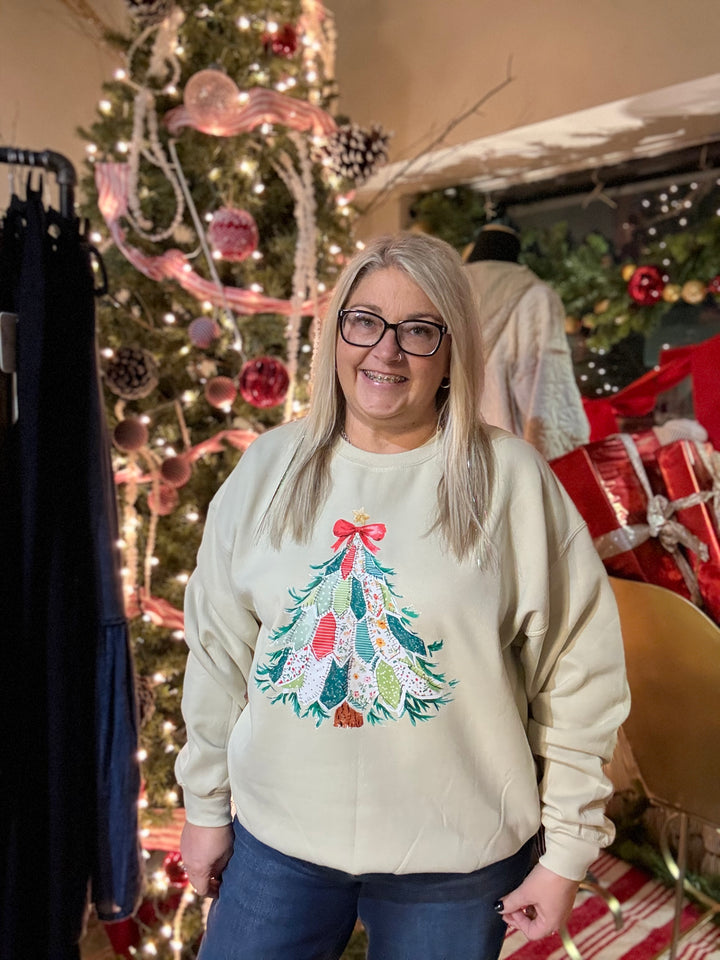 Patchwork Christmas Tree Sweatshirt