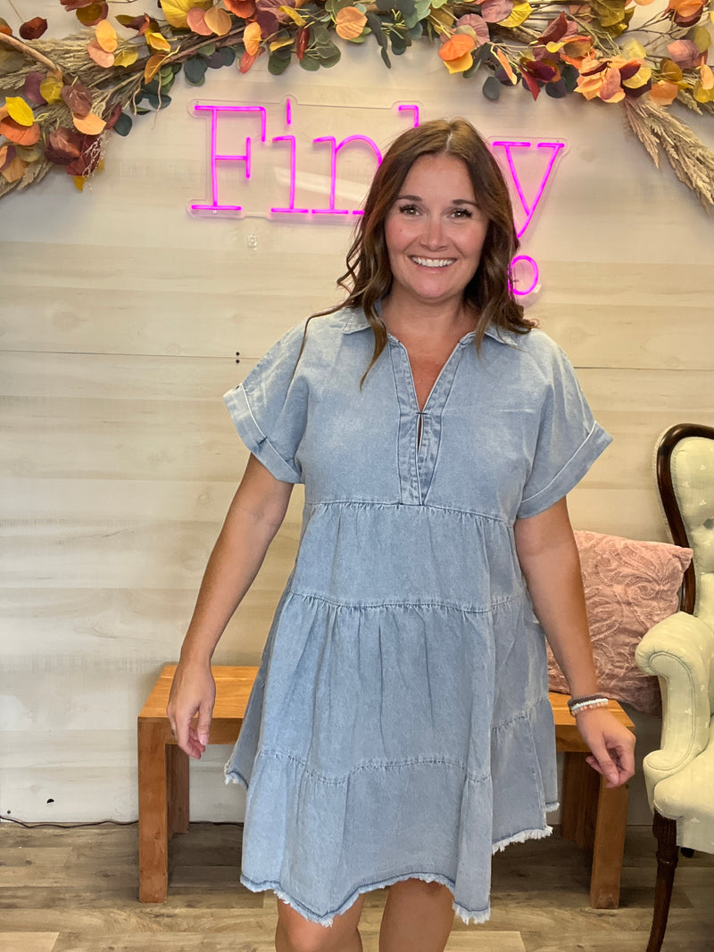 Tiered Denim Dress