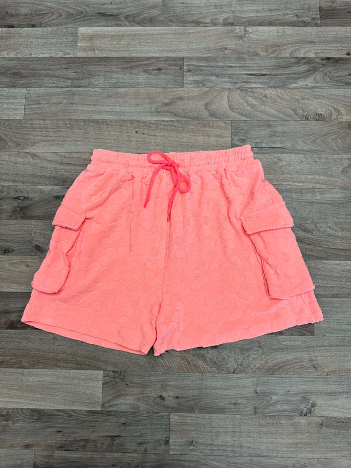 Neon Coral Flower Shorts