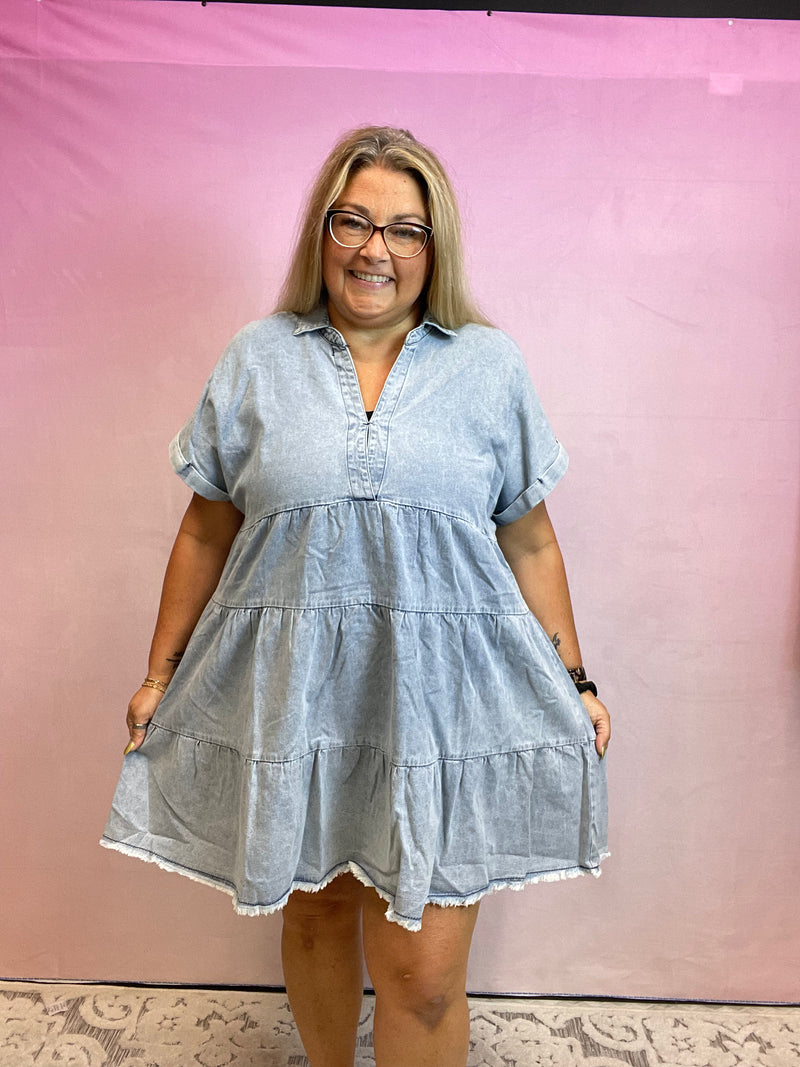 Tiered Denim Dress
