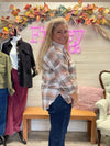 Plaid Split Neck Top