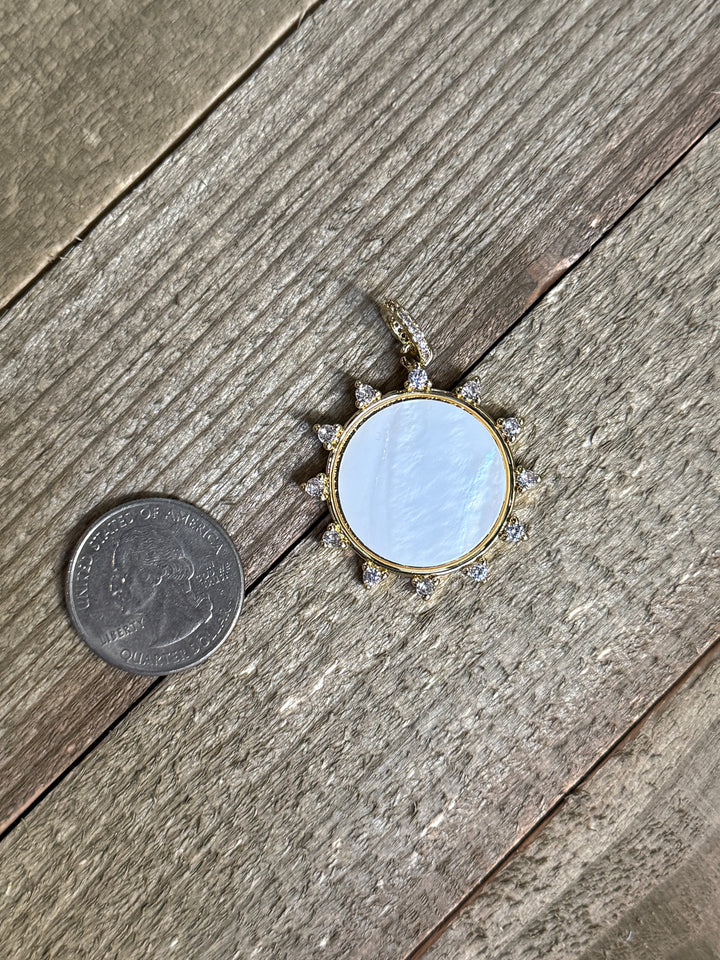 Large Pearl and Rhinestone Pendant