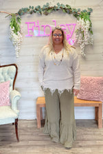 Olive Ruffle Leg Pant