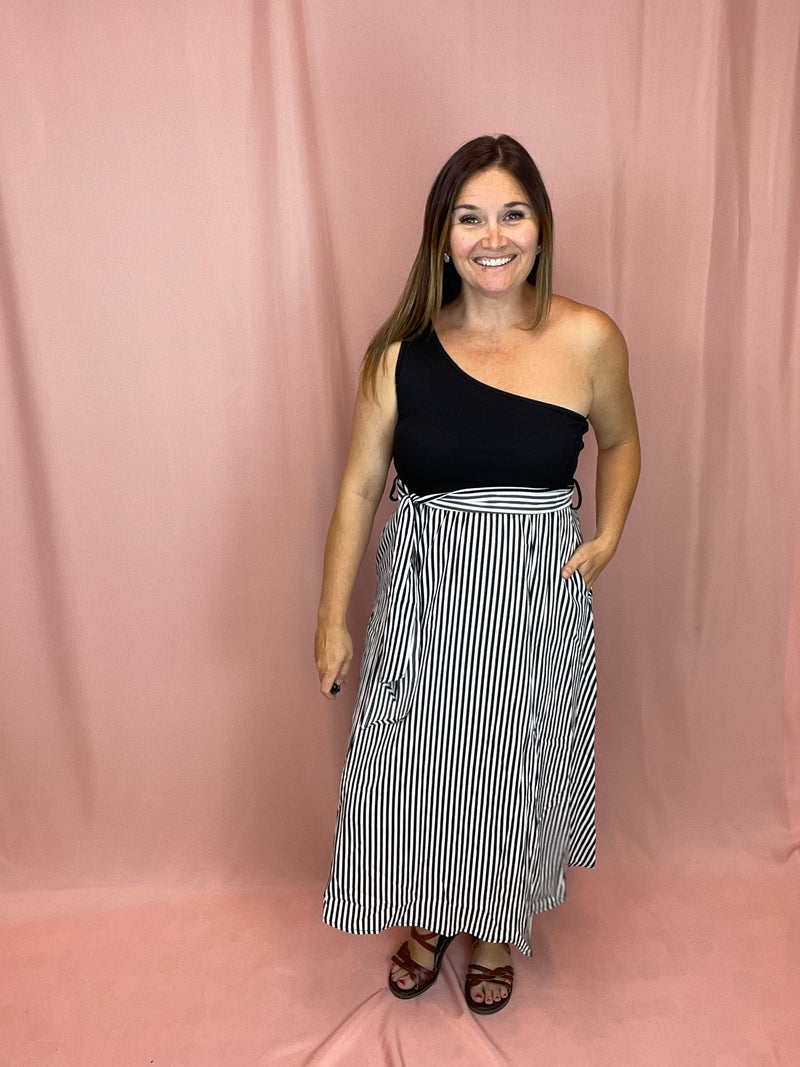 One Shoulder Stripe Dress