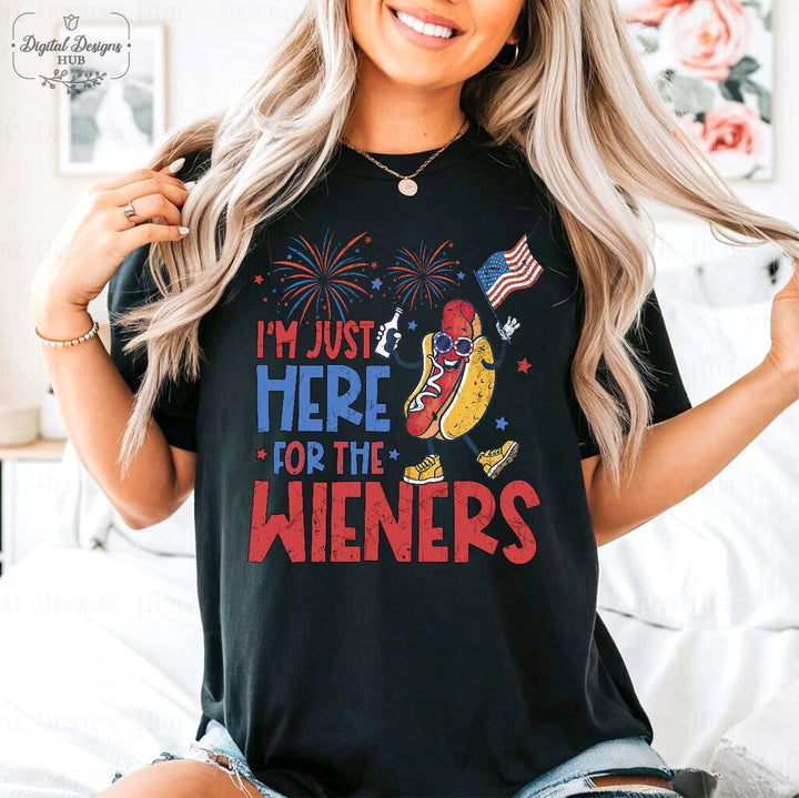 Just Here For The Wieners Shirt, 4th of July Funny Hot Dog