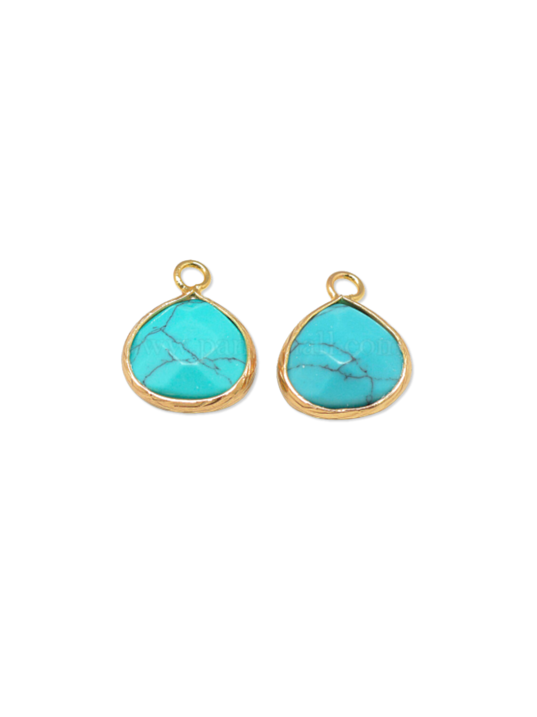 * Gold Framed Turquoise Teardrop Charm