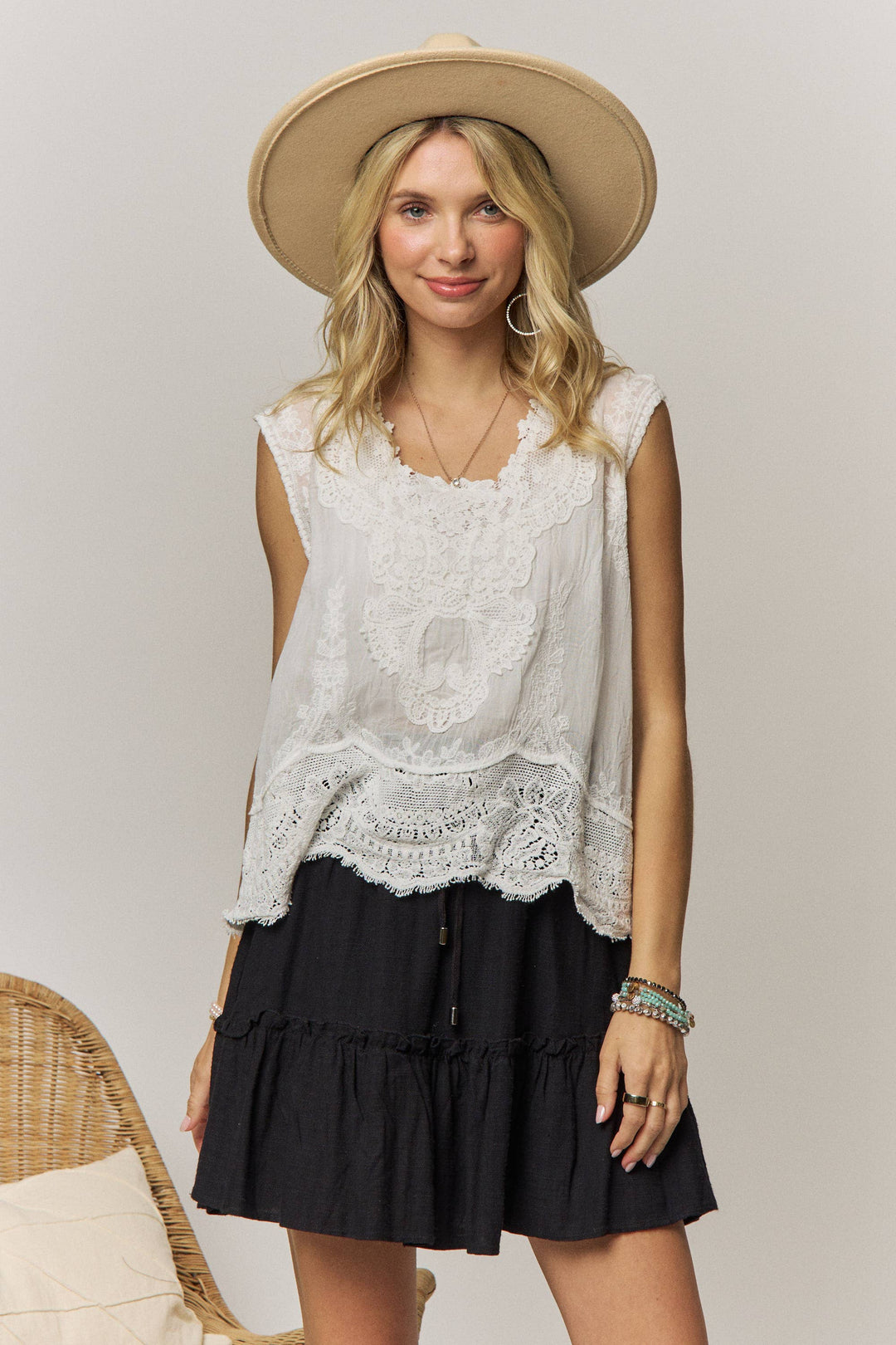 BOHO LACE DETAIL BLOUSE - LET4521