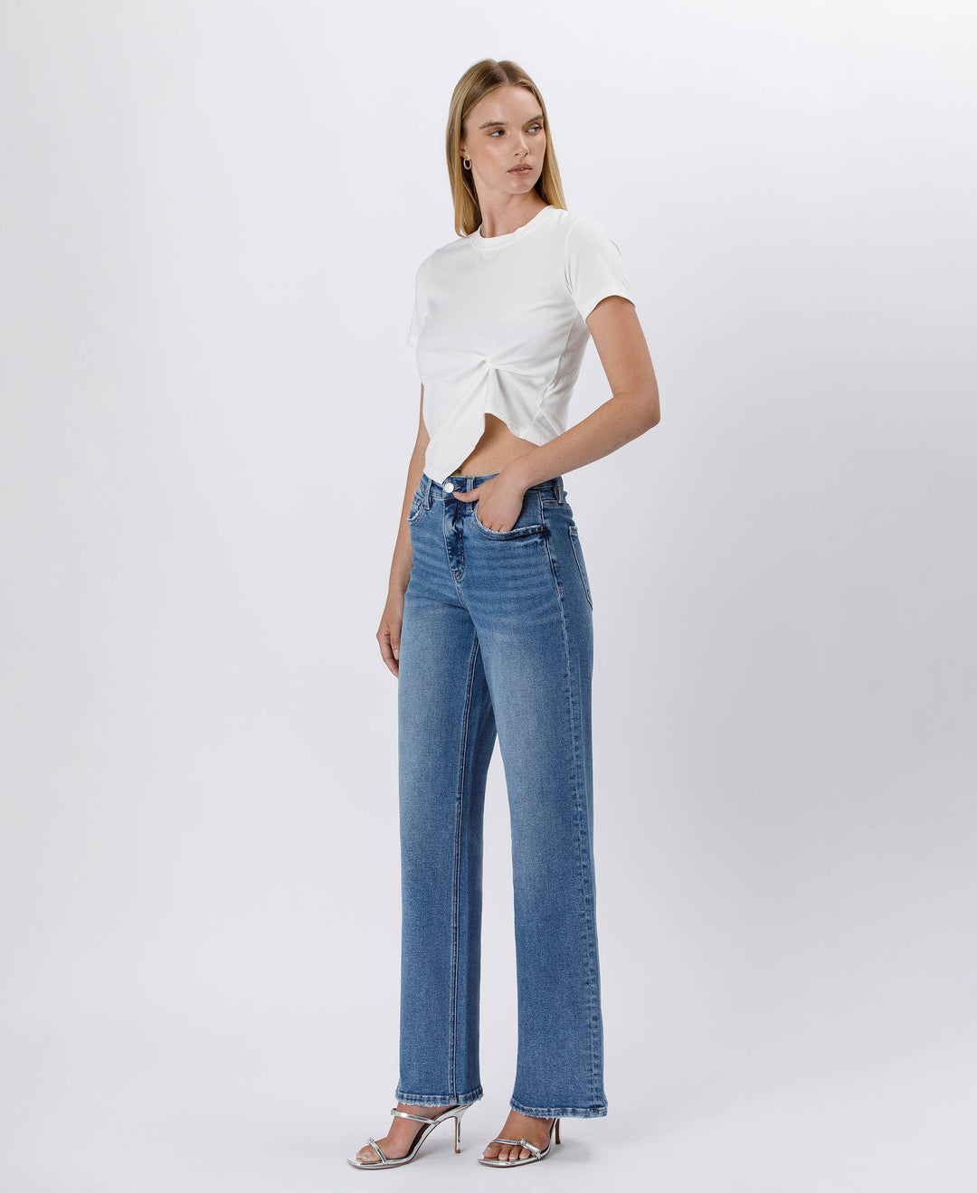 TUMMY CONTROL SUPER HIGH RISE BAGGY WIDE JEANS LV1574