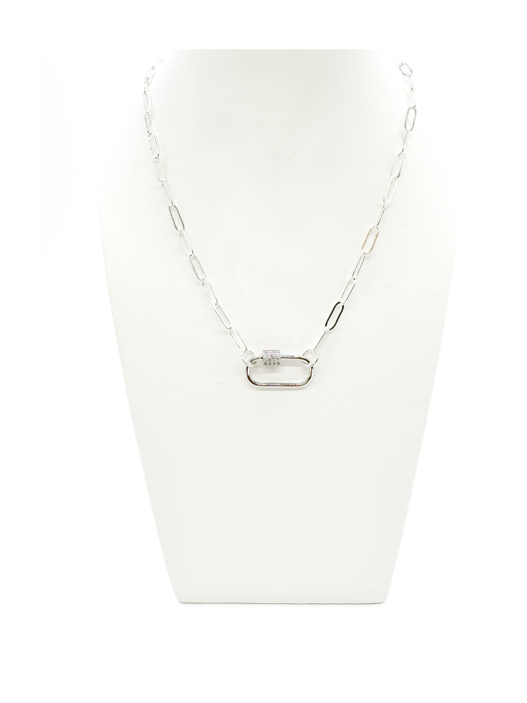 Silver Ashley Necklace with Gabi Carabiner 18"