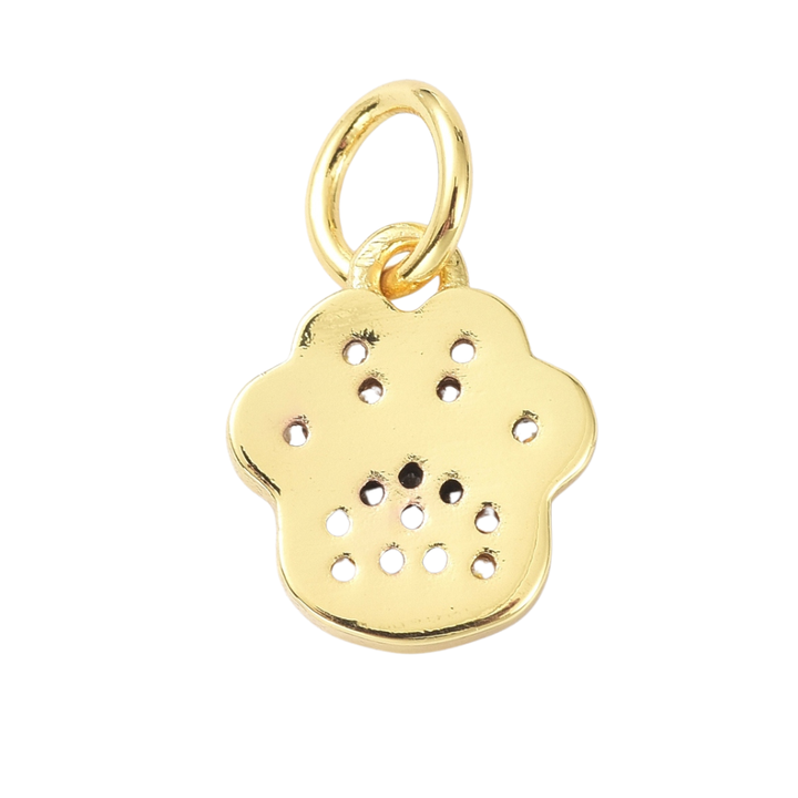 Gold and Cubic Zirconia Paw Print Charm