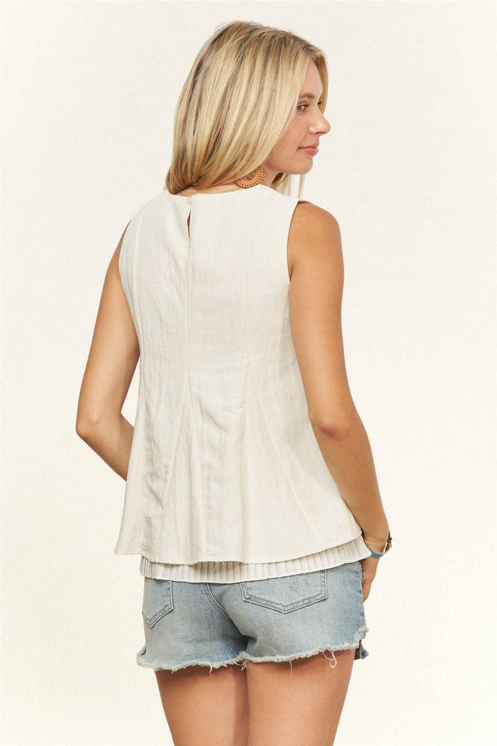SLEEVELESS LAYERED TOP PLEATED- LET4086