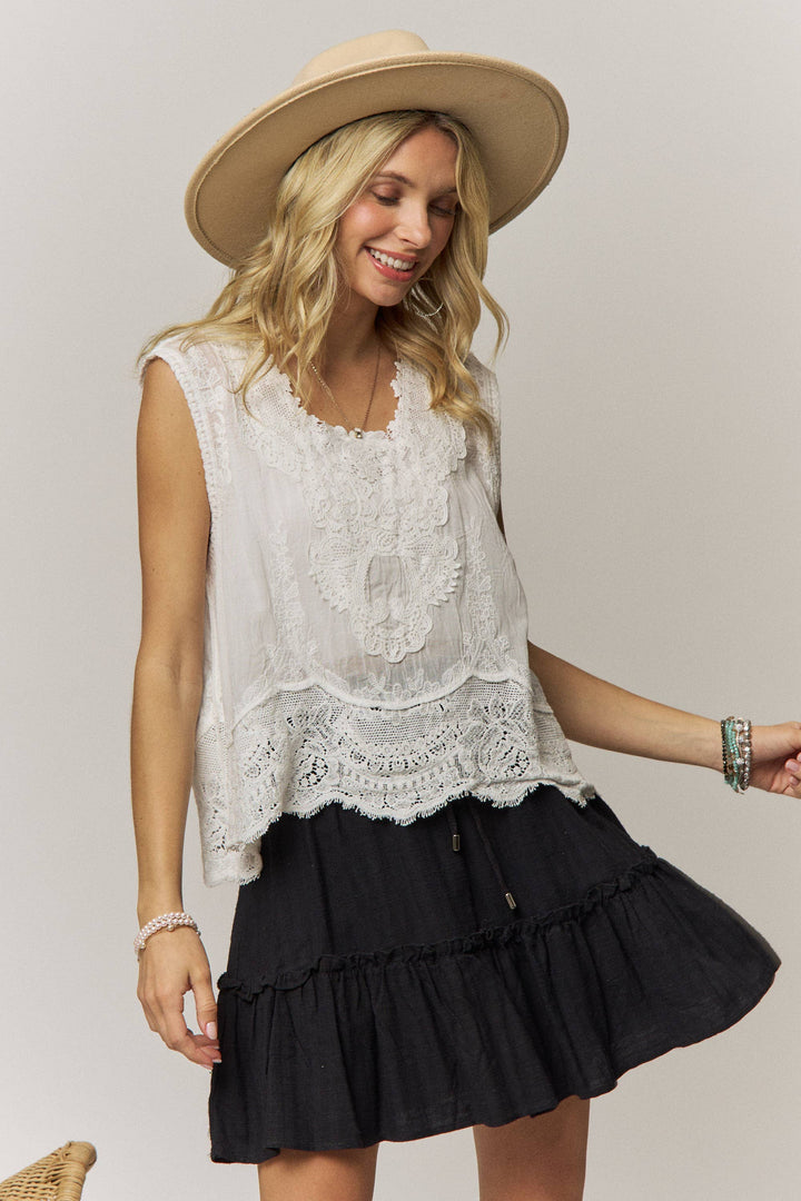 BOHO LACE DETAIL BLOUSE - LET4521