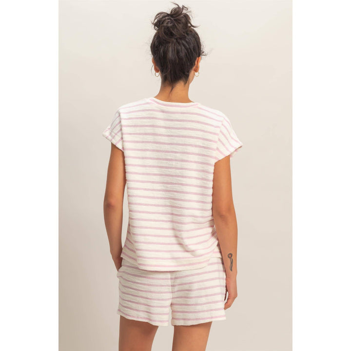 Striped Round Neck Short Sleeve Top