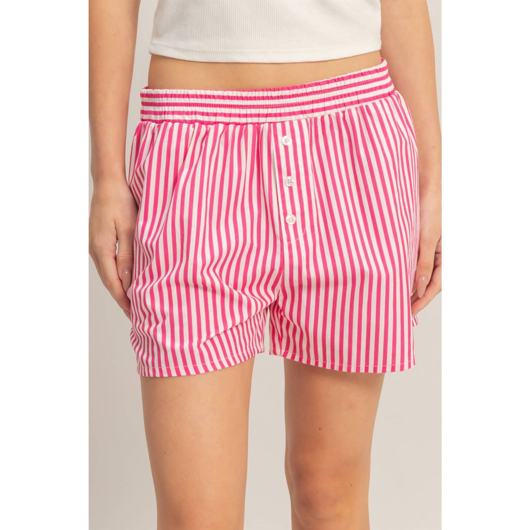 Striped Elastic Waist Boxer Shorts