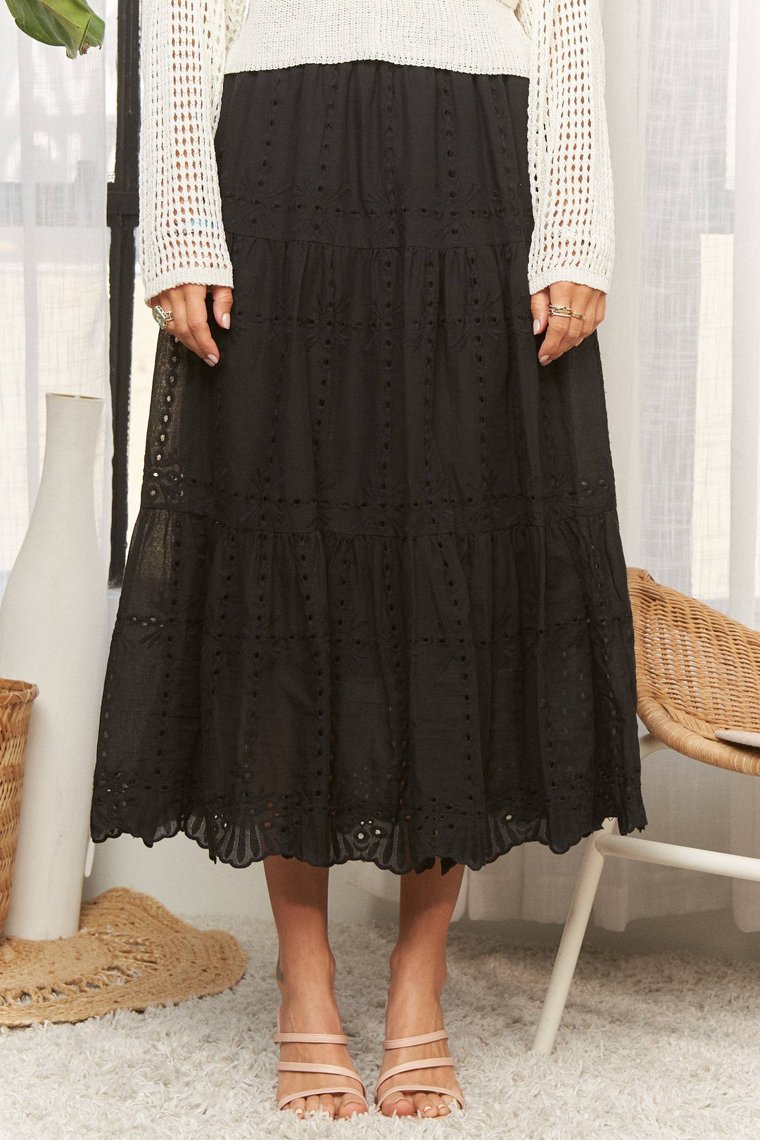 TIERED MIDI SKIRT- LES4074