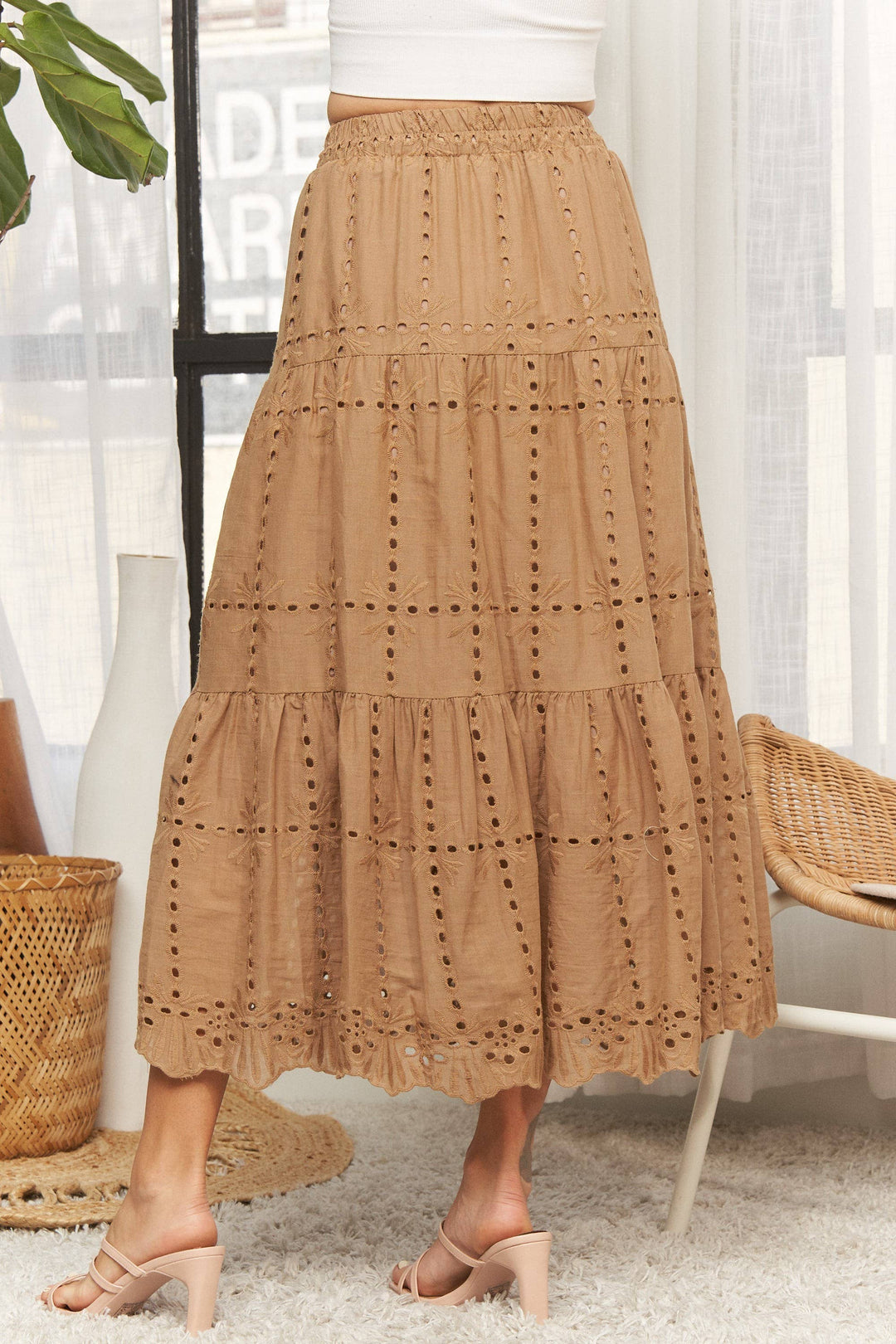 TIERED MIDI SKIRT- LES4074