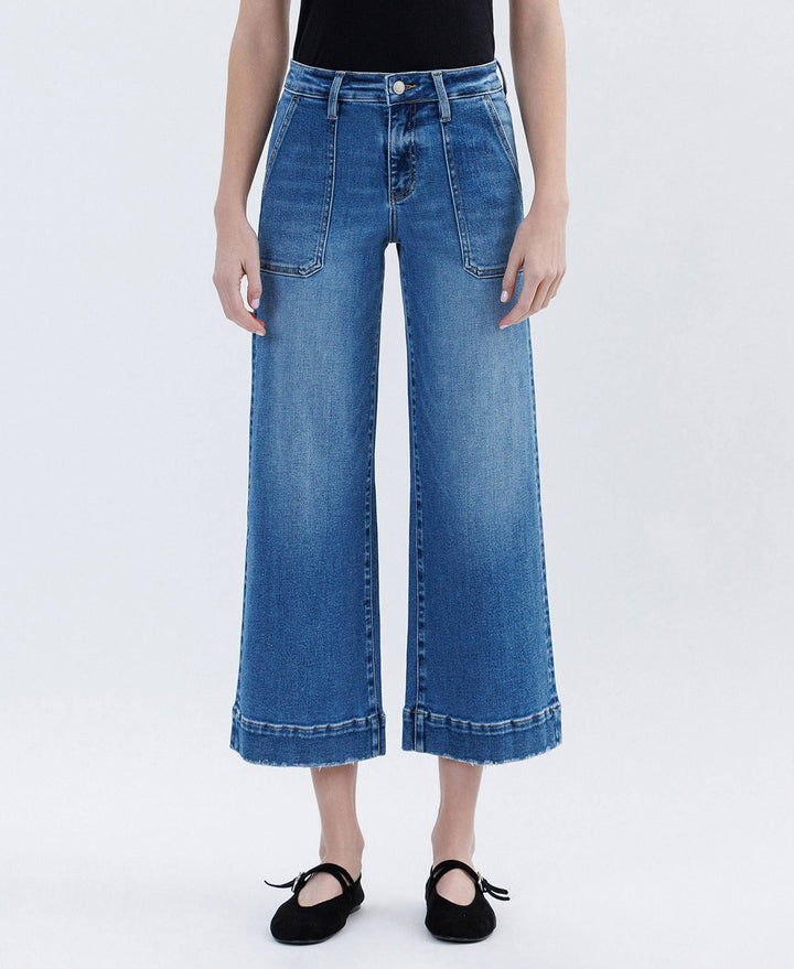HIGH RISE CROP UTILITY WIDE LEG JEANS LV1666