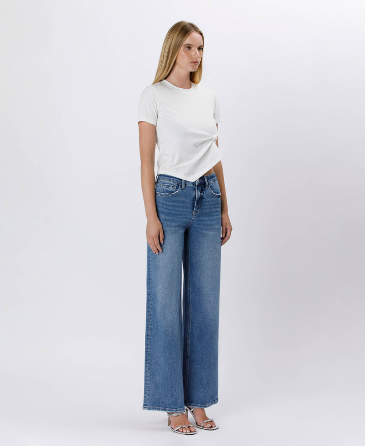 TUMMY CONTROL SUPER HIGH RISE BAGGY WIDE JEANS LV1574