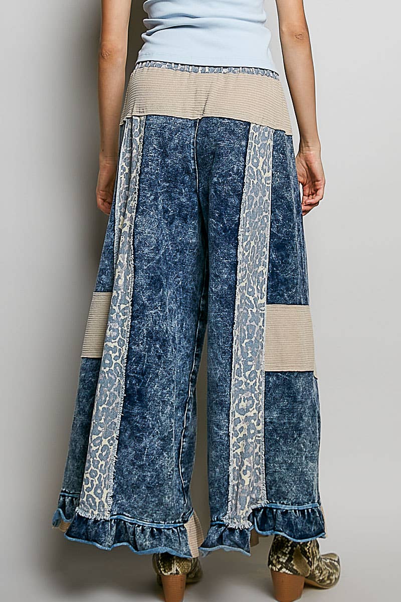 French Terry Ruffle Hem Straight-Leg pants