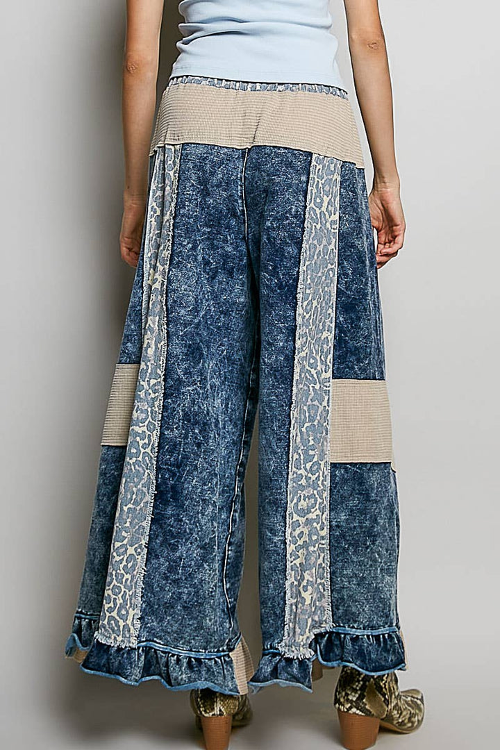 French Terry Ruffle Hem Straight-Leg pants