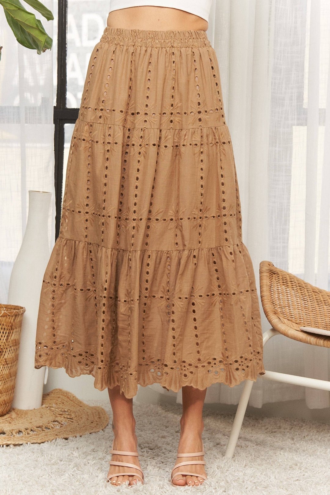 TIERED MIDI SKIRT- LES4074