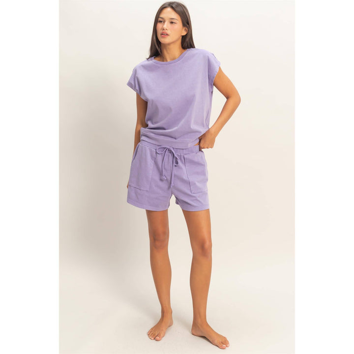 Sleeveless Crew Neck Top and Shorts Set