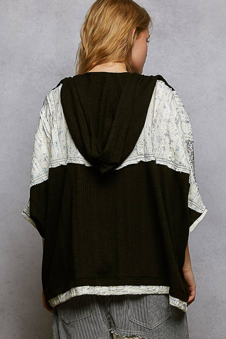 Long Sleeve Lace Contrast Floral Star Patch Knit Top SALE