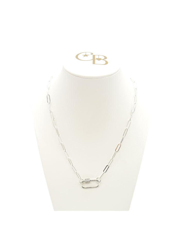 Silver Ashley Necklace with Gabi Carabiner 18"