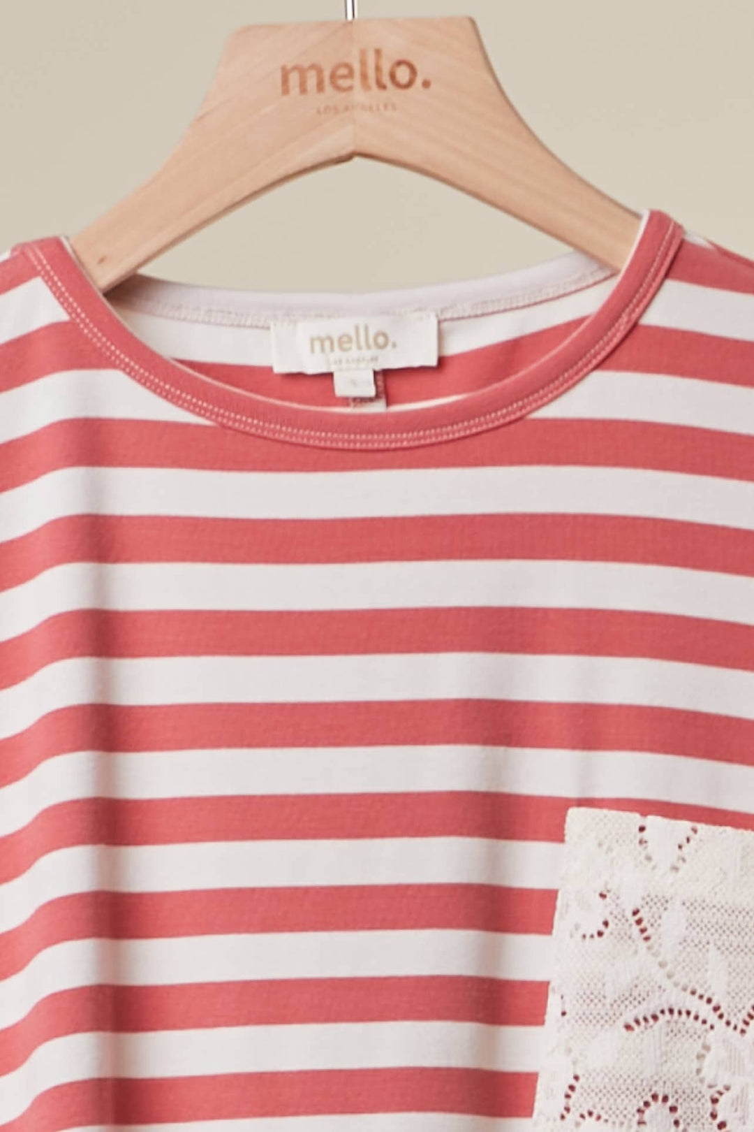STRIPED TOP WITH LACE TRIM