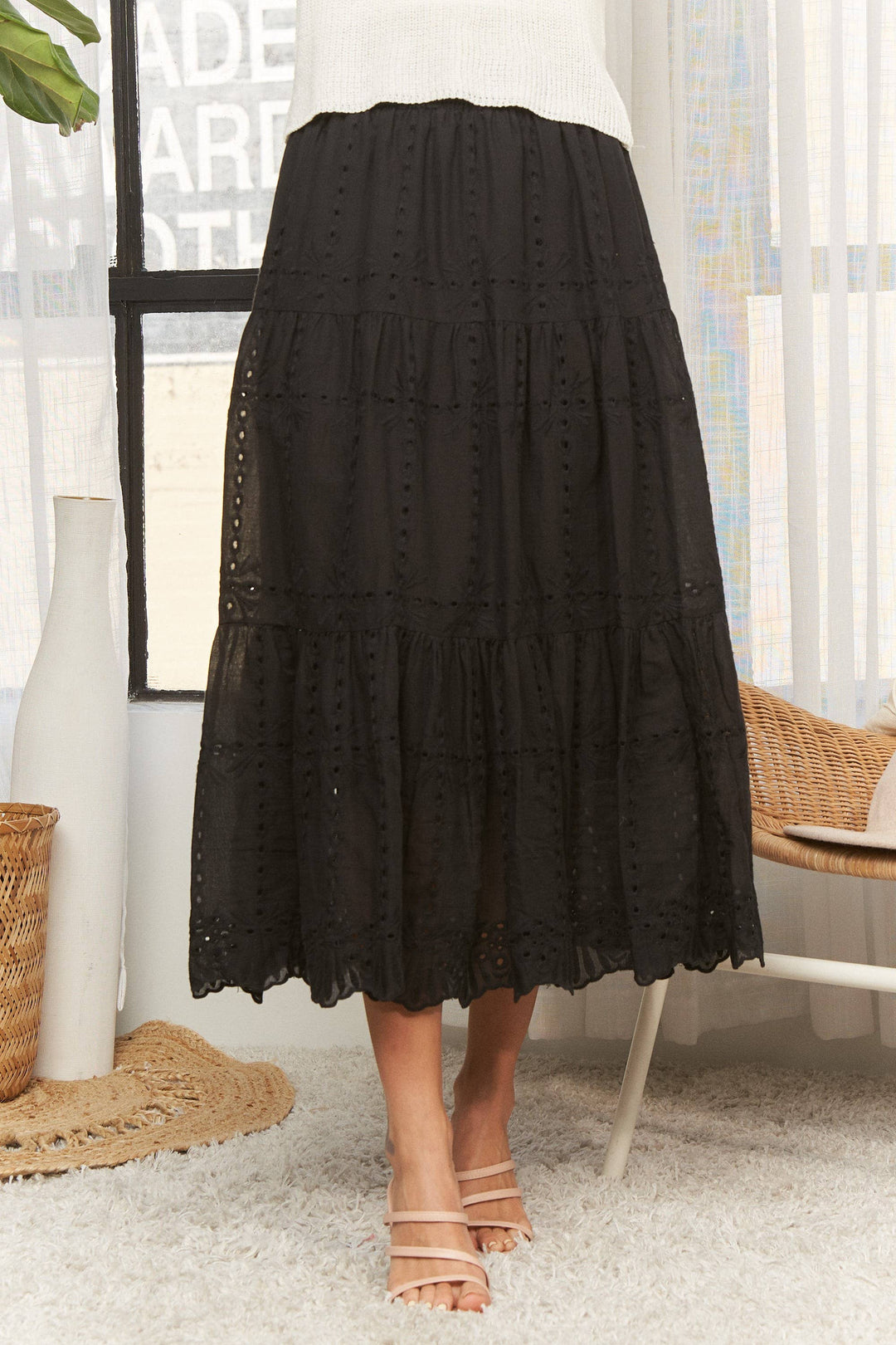 TIERED MIDI SKIRT- LES4074