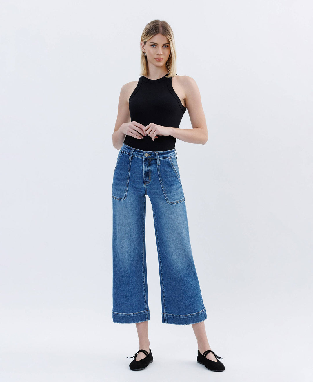 HIGH RISE CROP UTILITY WIDE LEG JEANS LV1666