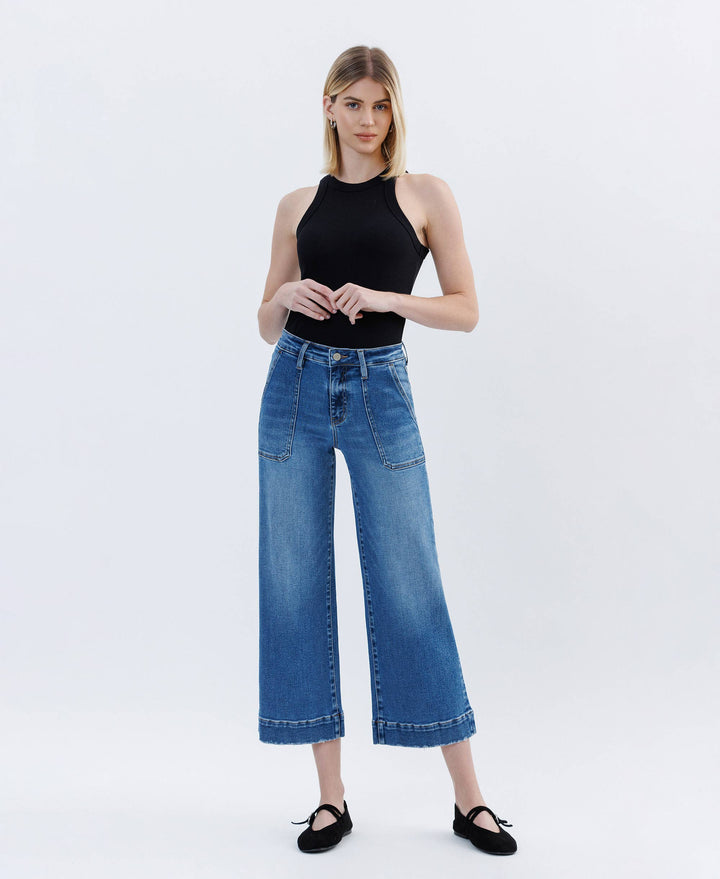 HIGH RISE CROP UTILITY WIDE LEG JEANS LV1666