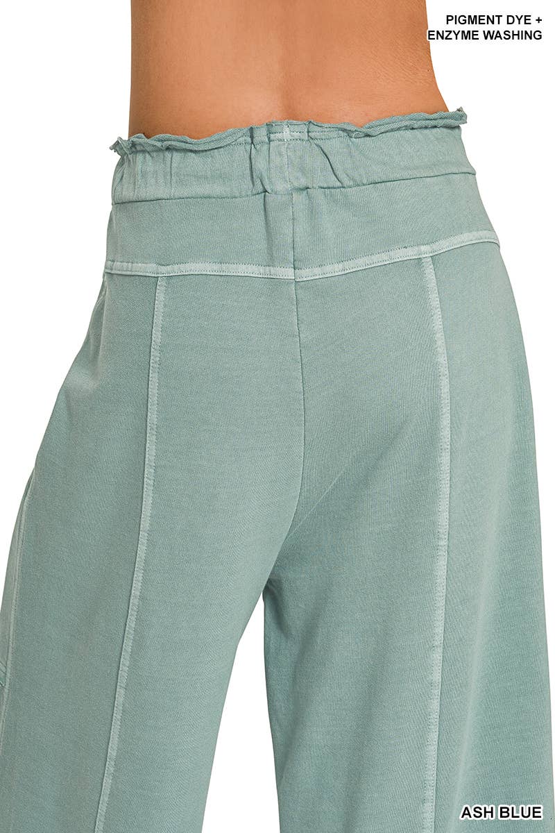`French Terry Washed Wide Leg Pants w/ Pockets
