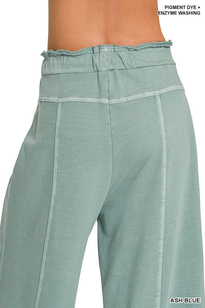 `French Terry Washed Wide Leg Pants w/ Pockets