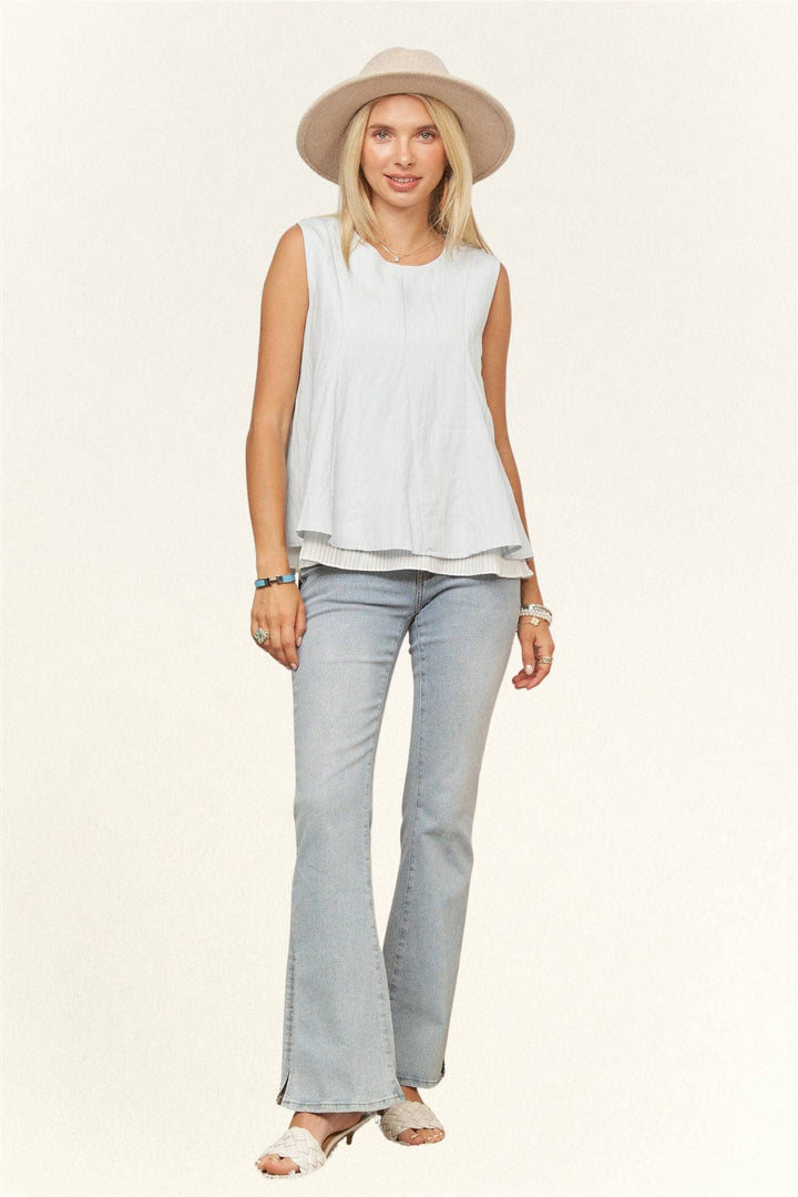 SLEEVELESS LAYERED TOP PLEATED- LET4086