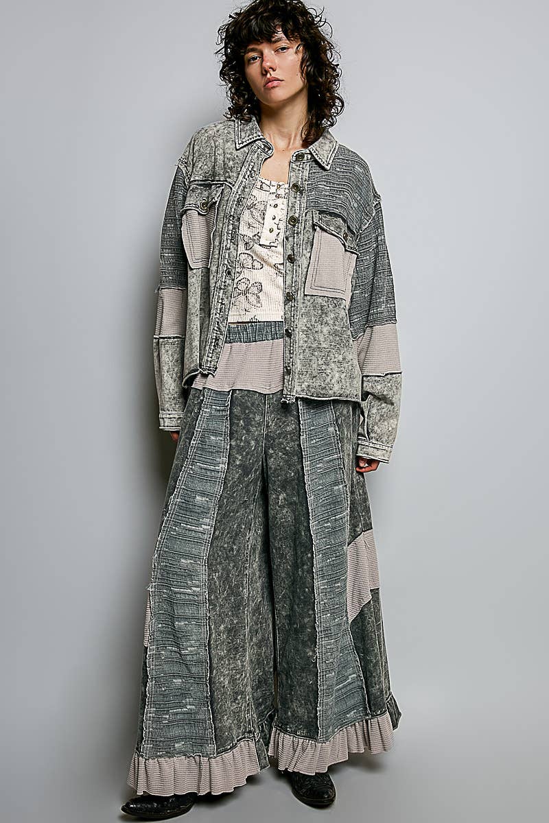 French Terry Ruffle Hem Straight-Leg pants