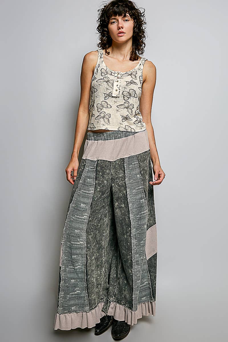 French Terry Ruffle Hem Straight-Leg pants