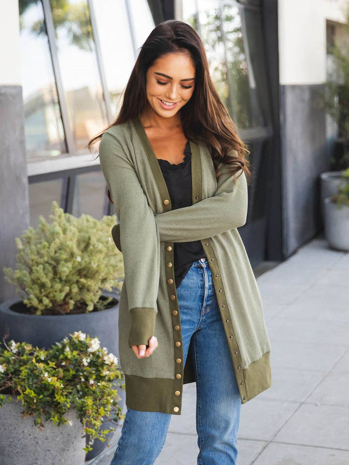 Tan Snap Cardigan