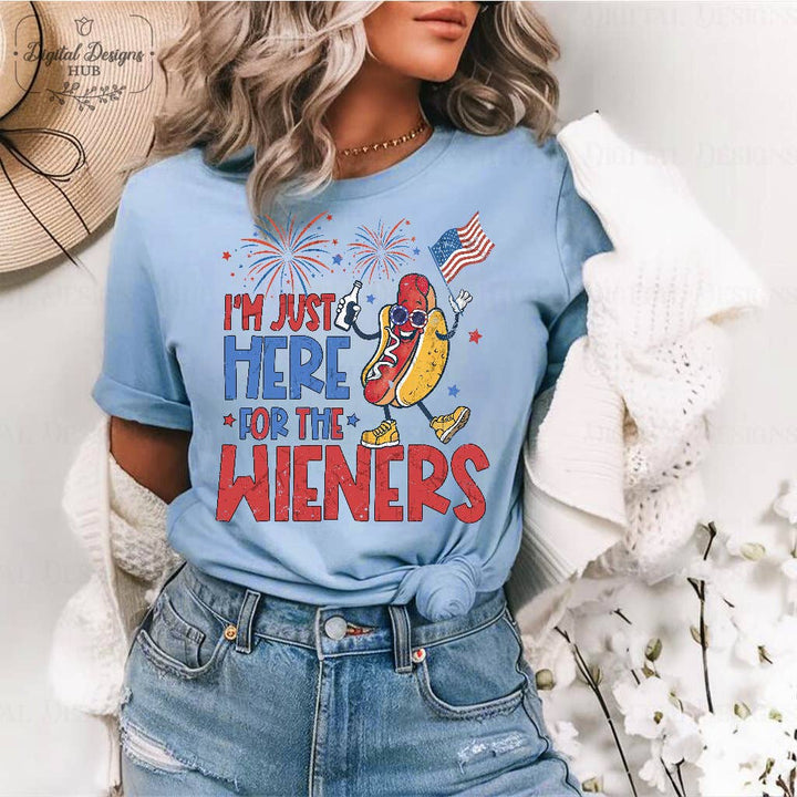 Just Here For The Wieners Shirt, 4th of July Funny Hot Dog