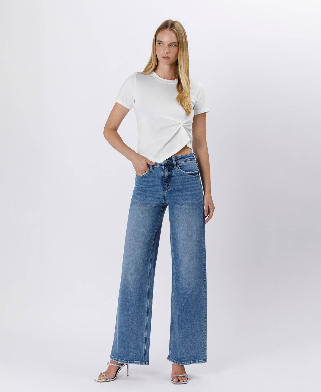 TUMMY CONTROL SUPER HIGH RISE BAGGY WIDE JEANS LV1574