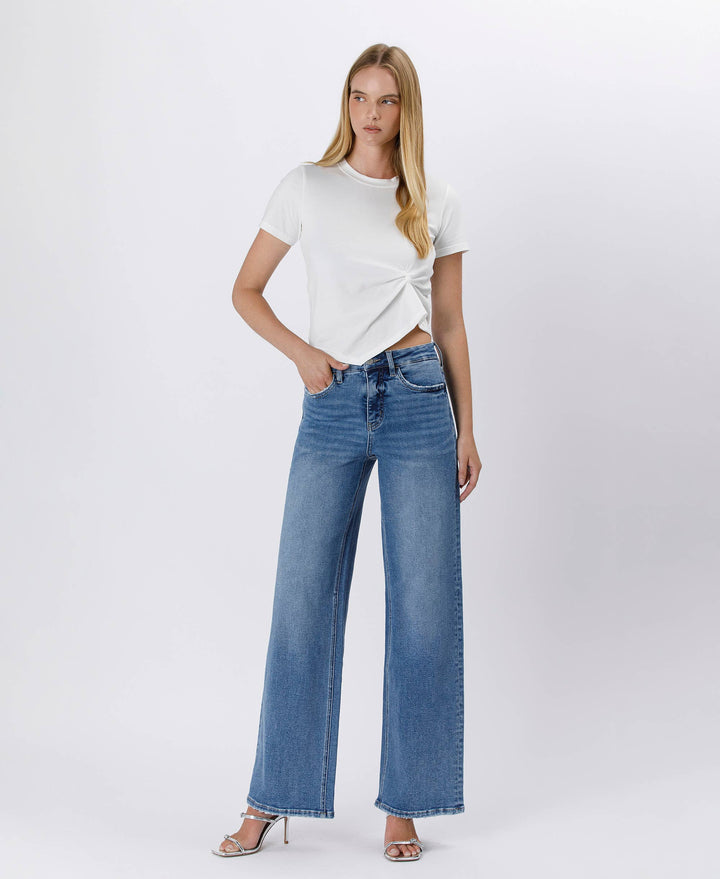 TUMMY CONTROL SUPER HIGH RISE BAGGY WIDE JEANS LV1574