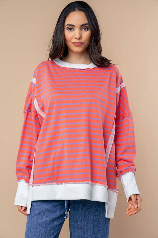 T10505 Long Sleeve Striped Knit Top