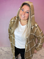 Camel Plaid Hooded Top