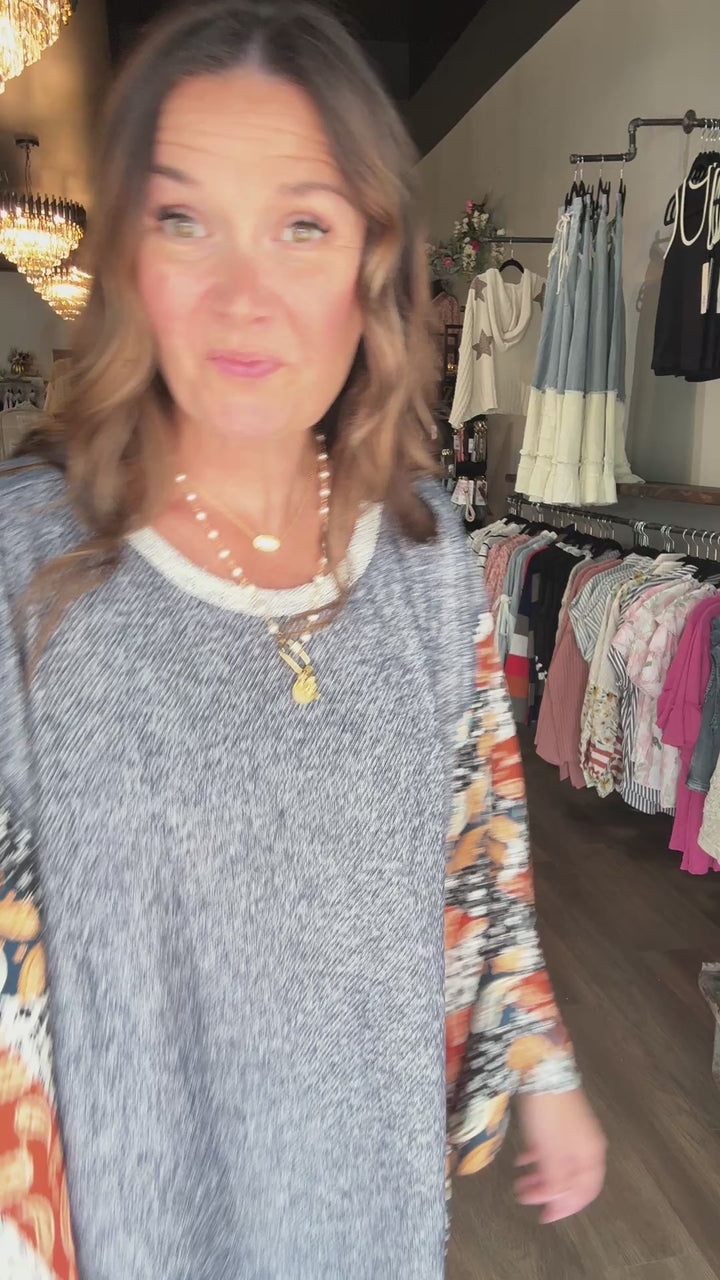 Blue Patchwork Print Boho Top
