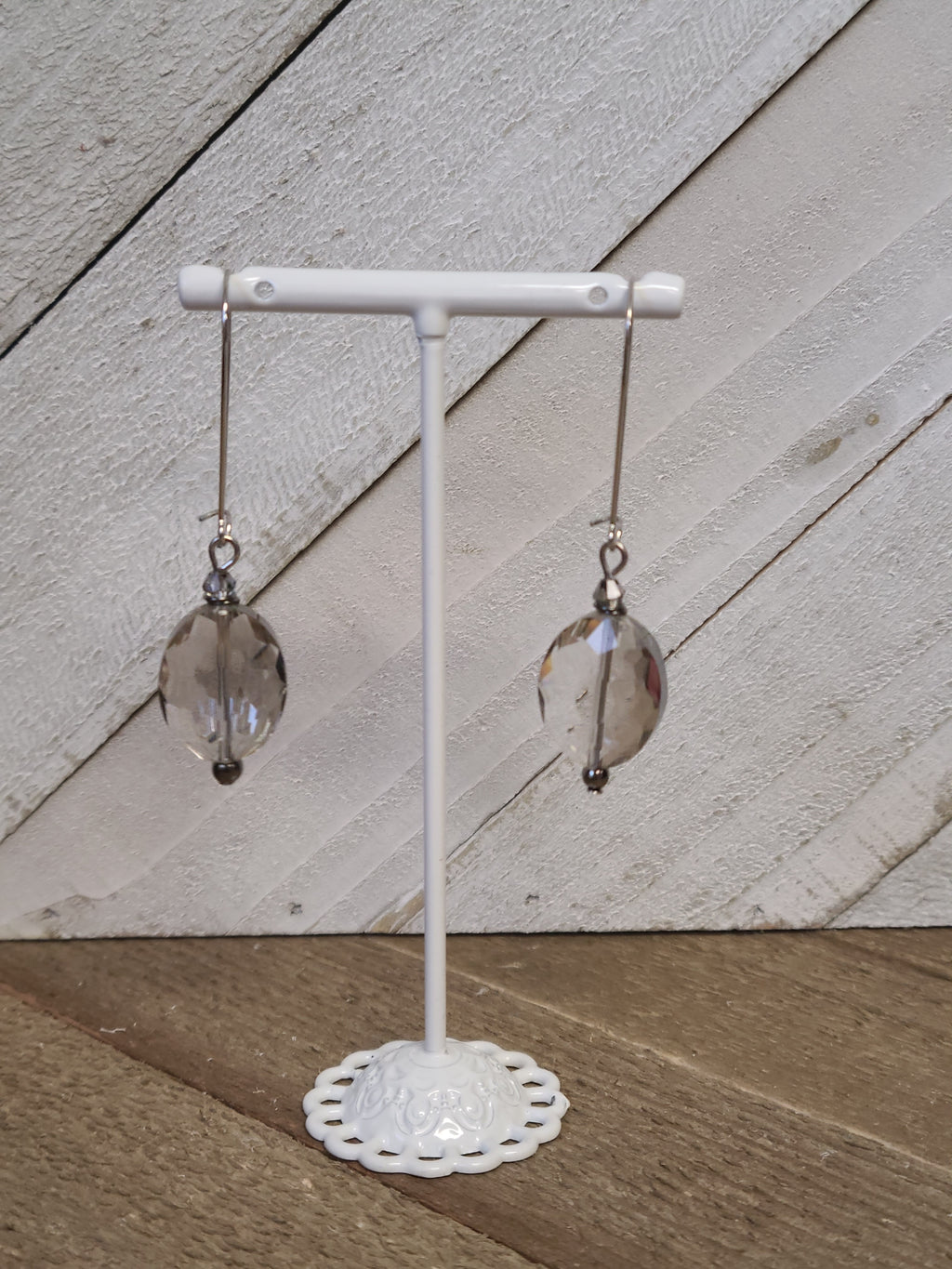 Grey Glass Drop Earring