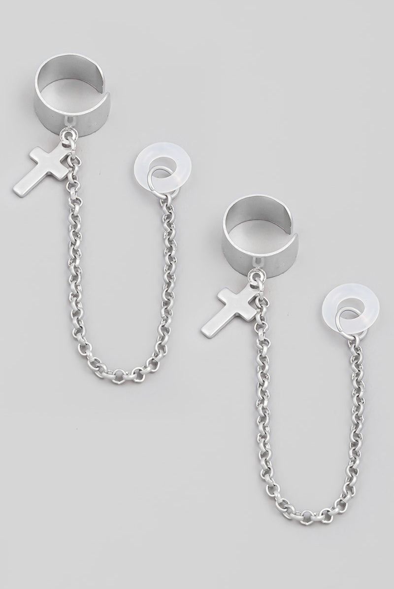 Cross Chain Cuff Airpod Earrings