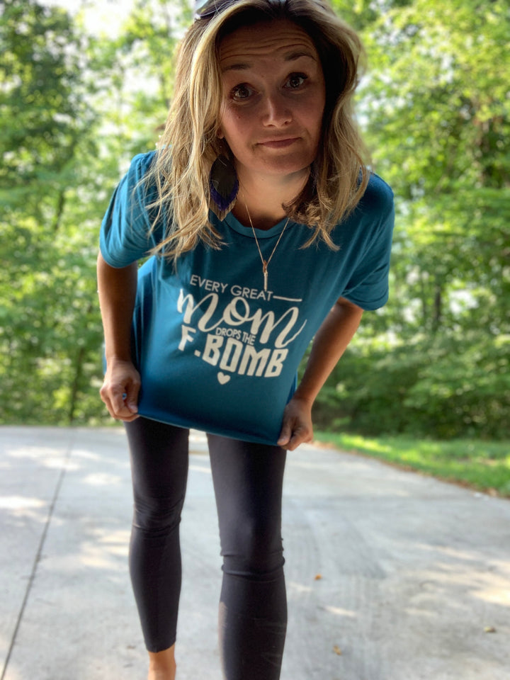 F Bomb Mom Tee Blue